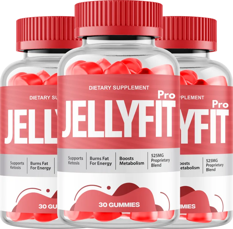 Three bottles of Jellyfit Pro metabolism support gummies, official bundle